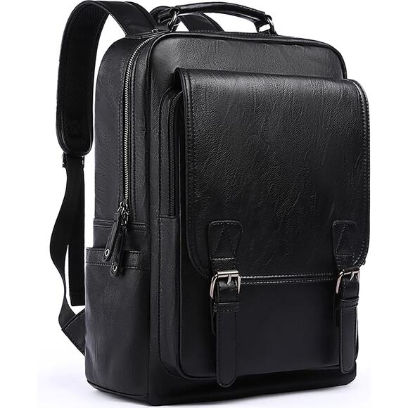 Unbranded Other - Leather Travel Laptop Backpack For Men Fit 15.6" Waterproof Vintage Backpack